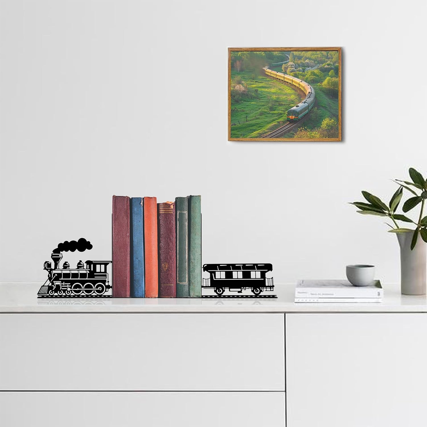 Train Decor Bookends - Perfect for Train Room Decor, Kid's Book Nook, and Unique Gift Idea