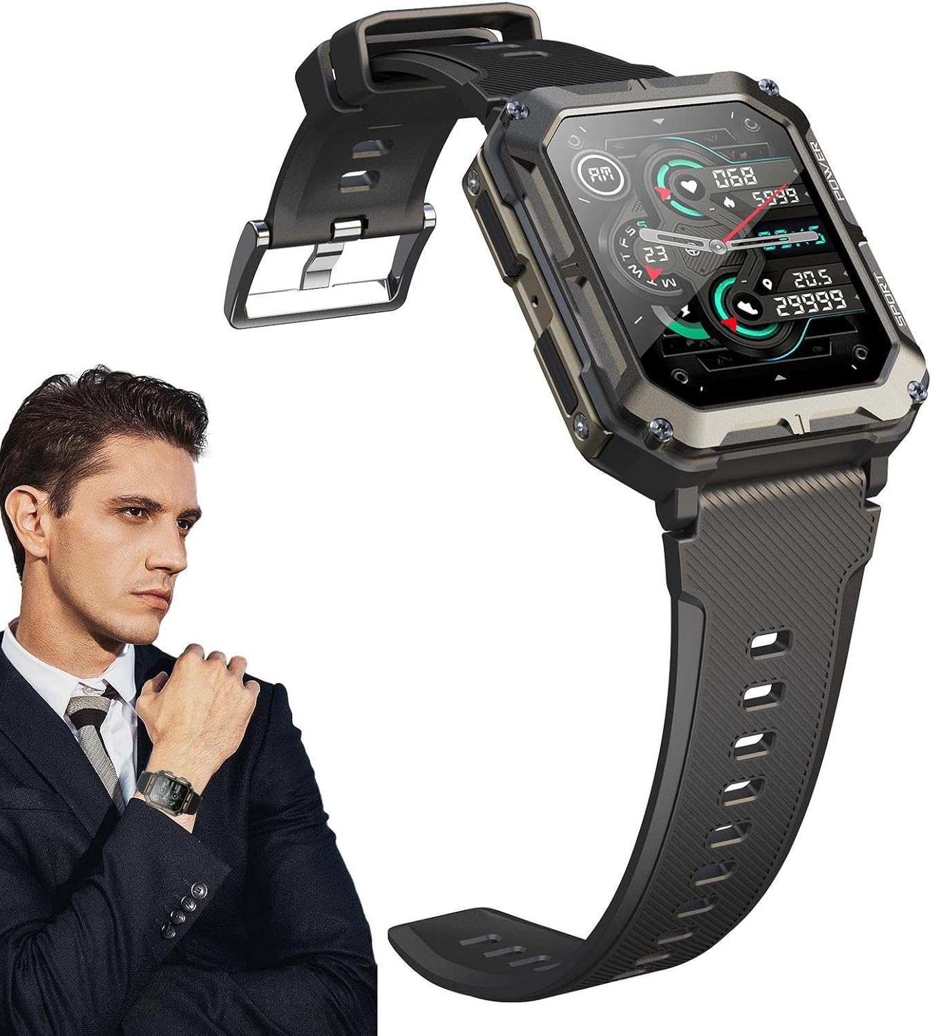 Linsition Orologi robusti da uomo | Smartwatch da uomo con oltre 100 modalità sportive - Orologio robusto intelligente con batteria extra lunga, Smartwatch per rispondere/effettuare chiamate Linsition Orologi robusti da uomo | Smartwatch da uomo con oltre 100 modalità sportive - Orologio robusto intelligente con batteria extra lunga, Smartwatch per rispondere/effettuare chiamate