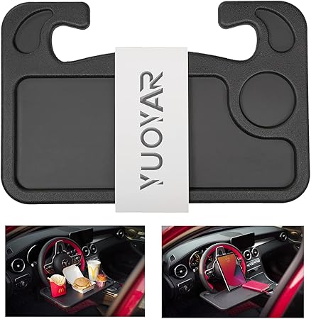 Amazon ユオヤル 多機能車 テーブル 車内食事用テーブル トラック用品テーブル 後部座席 テーブル ハンドル テーブル 車用折り畳みテーブル カー テーブル 拭きやすい 角度調整可能 収納便利 J Car B1 トレイ 車 バイク