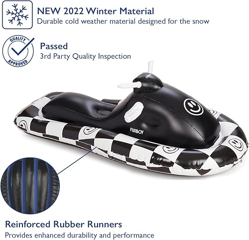 Vista 3 de FUNBOY Moto de nieve inflable para invierno, paquete de dos unidades, Happy Face paquete de dos Paquete de dos caras felices,Champán paquete