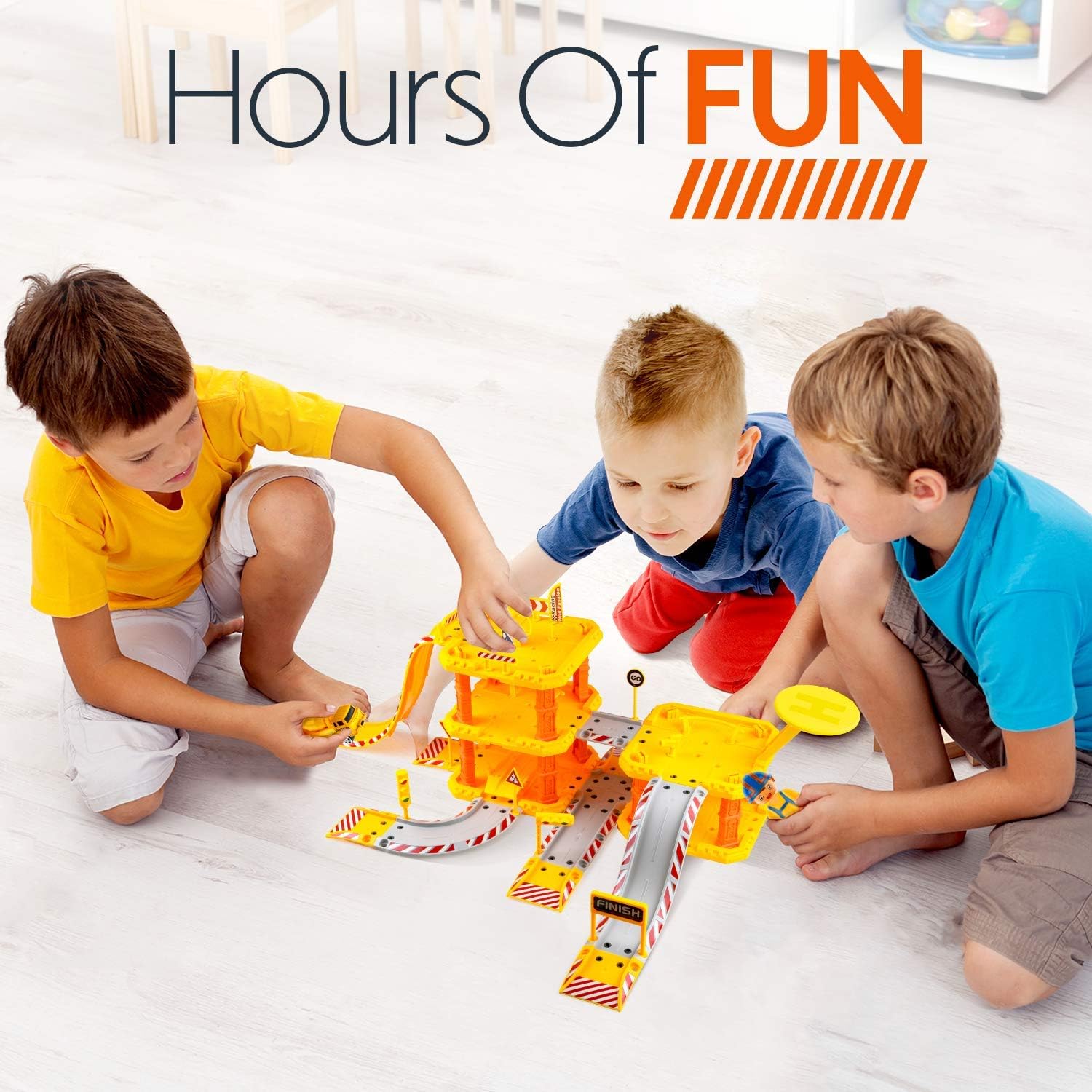 Construction Site Playset for Kids, Set Included Mini Construction Vehicles, Tractor, Excavator, Crane, Concrete Truck, Parking Garage, Mini Construction Truck Toys The Best Birthday Gift for Boys