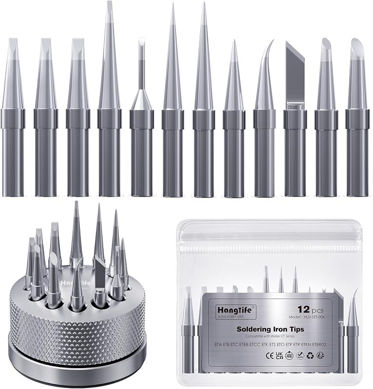 ET Soldering Iron Tips with Tips Holder for Weller WE1010NA WES51/50 WESD51 WCC101 PES51/50 WEP70 LR21 and More Soldering Stations/Irons – Replacement Solder Tips for Weller Welding Equipment