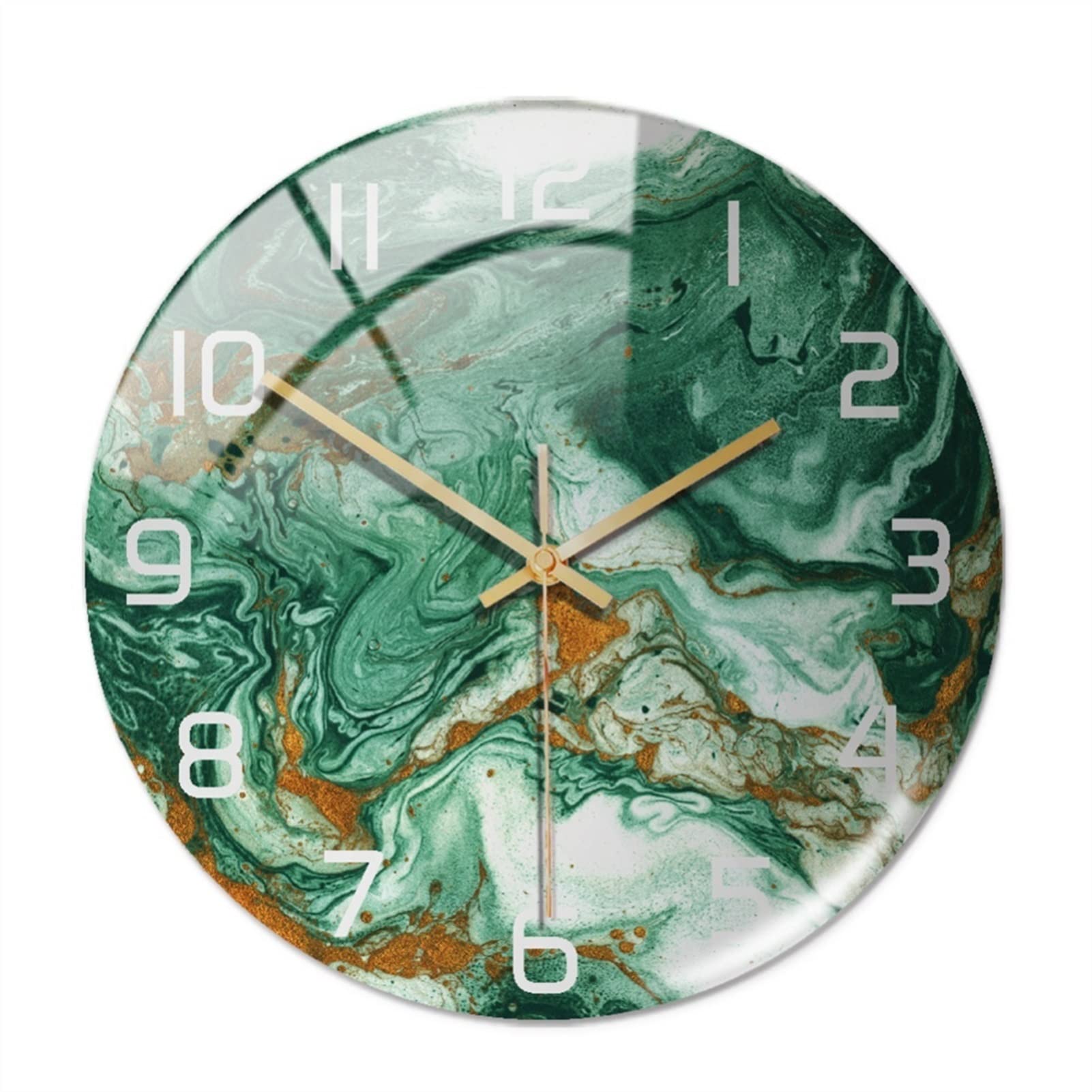 Horloge murale ronde marbre horloge tridimensionnelle pour salon cuisine chambre bureau maison