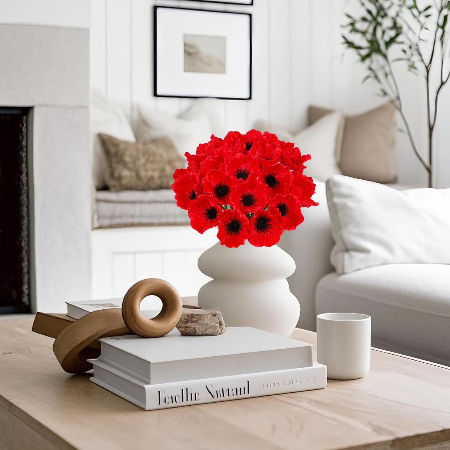 IPOPU 20PCS Red Poppy Flowers Artificial 19.4" PU Real Touch Faux Poppies Fake Flower Bulk for Wedding Bouquets Floral Arrangements Centerpiece Corsages Home Table Garden Party Decor(Red) - Image 6