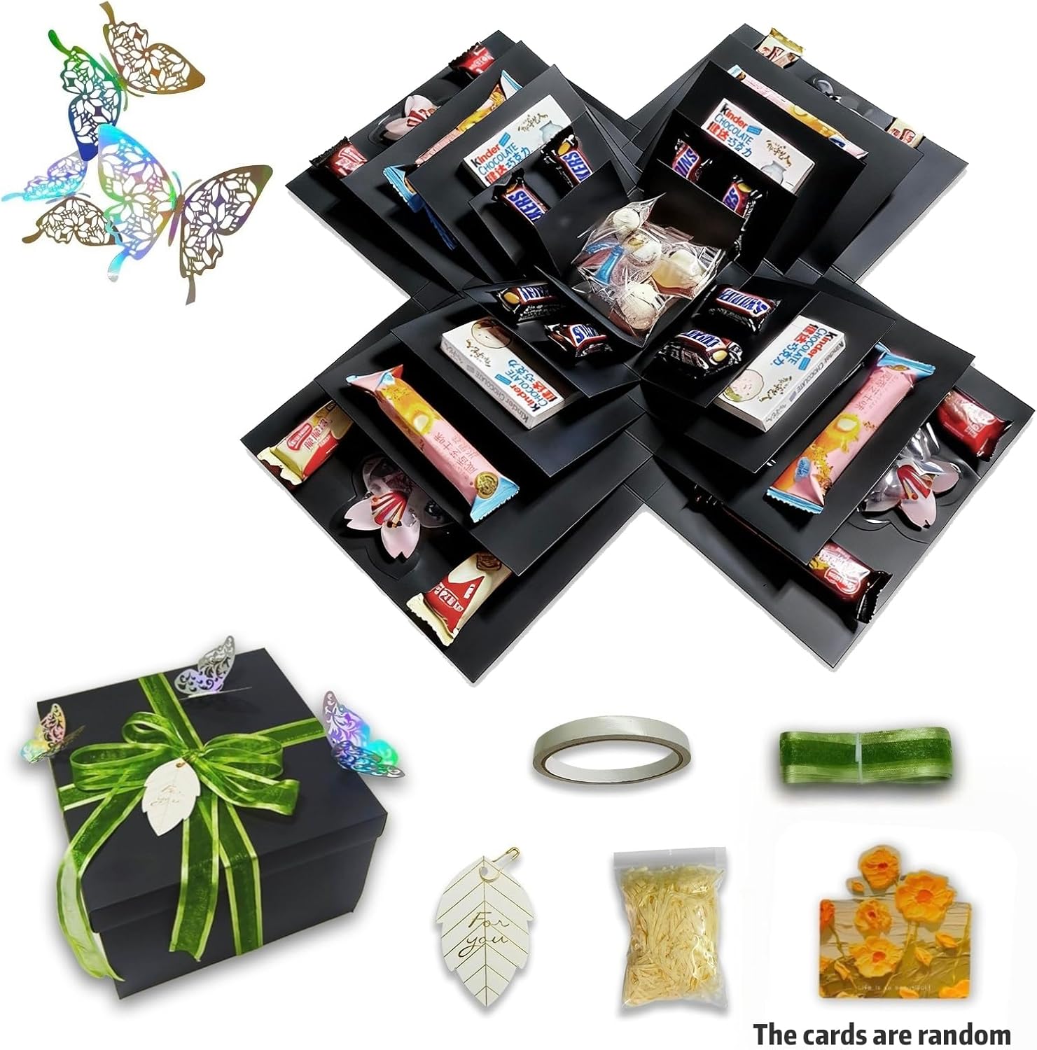 TTLYYXQMY Surprise Explosion Gift Gift Box The Lovebox Valentines Explosion Box Surprise Snack Box Five-Story (Black) - Image 2