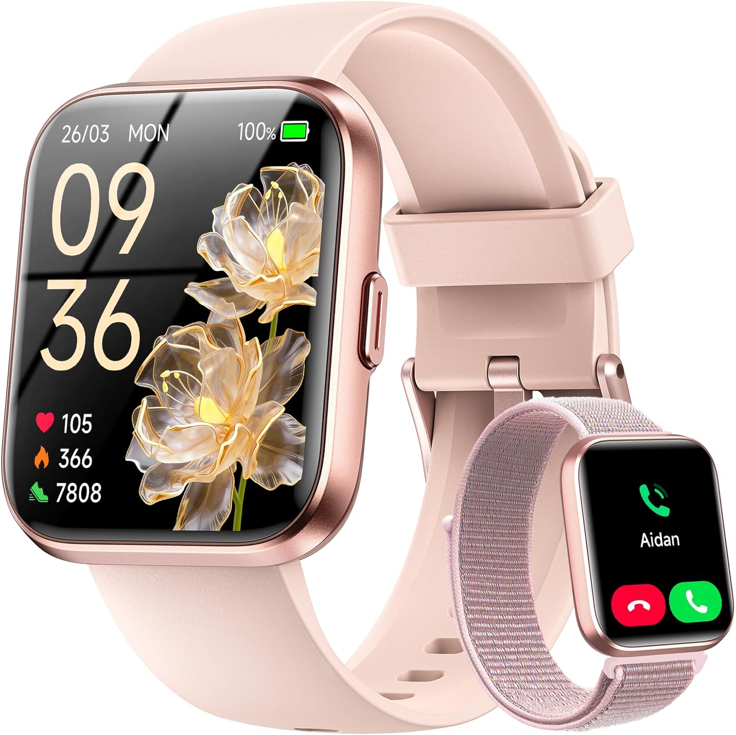 Smart Watches for Women, 1.83″ Aleax Bulit-in Smart Watch for Android Phones & iPhones with Calls/Messages/Reminders, 120 Sport Modes Fitness Tracker Watch for Women with Heart Rate/Sleep/SpO2 Monitor