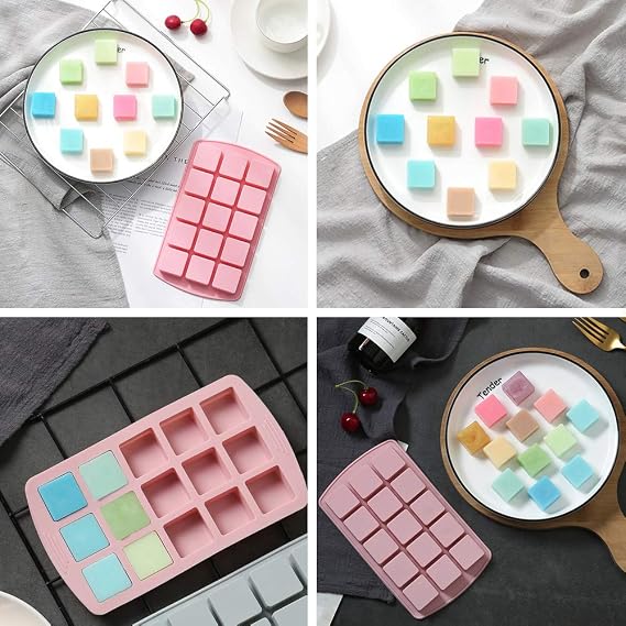 Small Square Chocolate Silicone Mold Set of 2, 30-Cavity, Pink