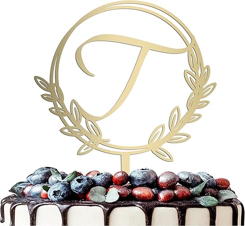 Miniatura 5 de Decoración de pastel de madera con letra T con inicial personalizada, decoración de pastel de madera, corona perfecta para cumpleaños, rústico,