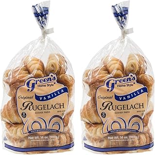 Green's Bakery Vanilla Rugelach Croissant, 2 Pack 14 oz. Fresh Bakery Food, Breakfast Pastery, Dairy and Nut Free, OK Certified Kosher and Pareve, Delicious Croissant for Holidays, Birthdays and Parties