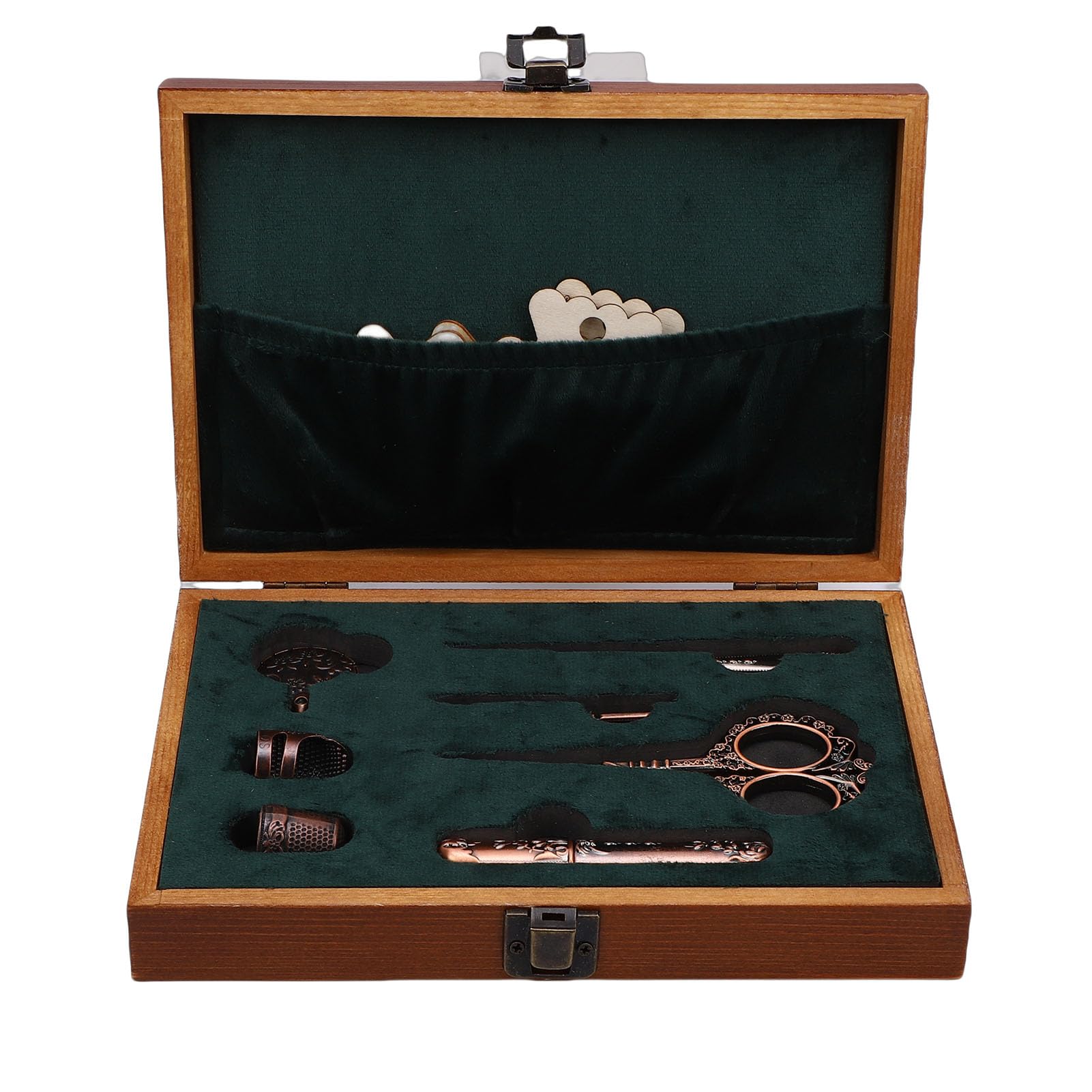 OPPWONG Vintage-Stickscheren-Set, Komplettes Nähwerkzeug-Set, Nadelbehälter mit Fingerhüten, Fadenschneider, Nähahle und Wickelbrettern, Ideal Zum Nähen, Stricken, Sticken und