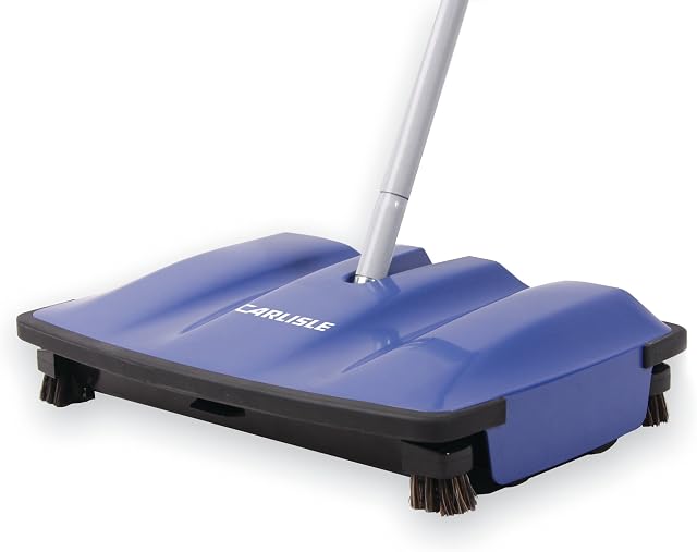 Carlisle FoodService Products CFS 3640014 Duo-Sweeper ABS Multi-Surface Floor Sweeper, 1/2" Length Brush, 8" Length x 12" Width x 2-1/2" Height, Blue