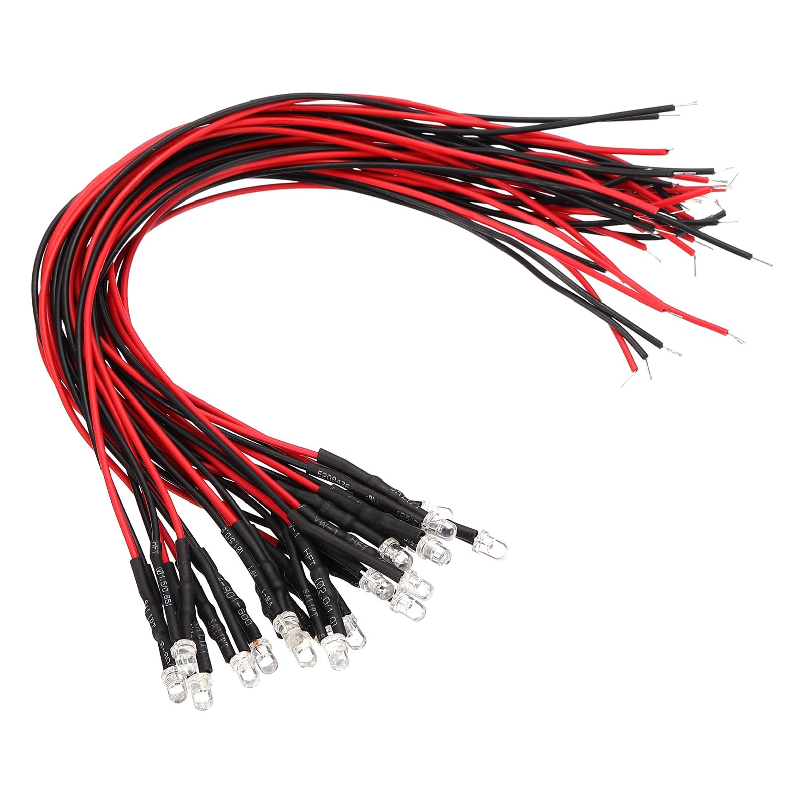 VIAPUICE 20 Pcs 3mm Pre-Wired Small Emitting LED Lights Width 3V Light,Multicolor High Brightness LED Diode Light for DIY Electronics Experiments, Indicator Lights, PCB Circuits