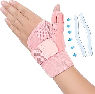 FITTOO Muñequera con Ferula Pulgar, Férula Dedo Martillo para Tendinitis Quervain, órtesis Alivio del Rizartrosis Dolor del Artritis Túnel Carpiano Derecho e Izquierdo y Esguince para Mujeres (Rosa)