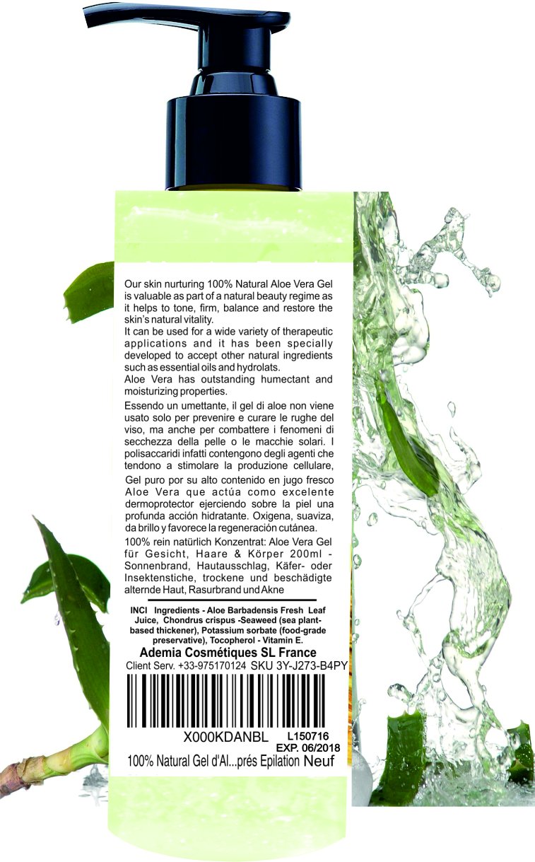 100 Natural Aloe Vera Gel Face Moisturiser Hair Gel Body Lotion