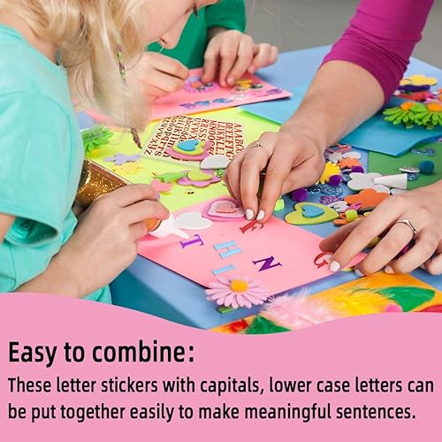 Miniatura 3 de 10 hojas de calcomanías de letras con purpurina colorida autoadhesiva, material de poliuretano brillante, calcomanías de letras para bricolaje,