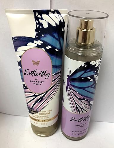 Bath & Body Works - Mariposa - Paquete de 2 piezas - Bruma de fragancia fina y crema corporal de hidratación definitiva - 2022