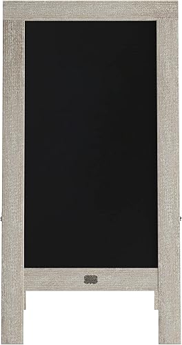 Vista 94 de Pizarra rústica vintage de madera gris con marco en A, pizarra para acera, tamaño grande, 40 x 20 pulgadas, tablero de sándwich resistente, tablero