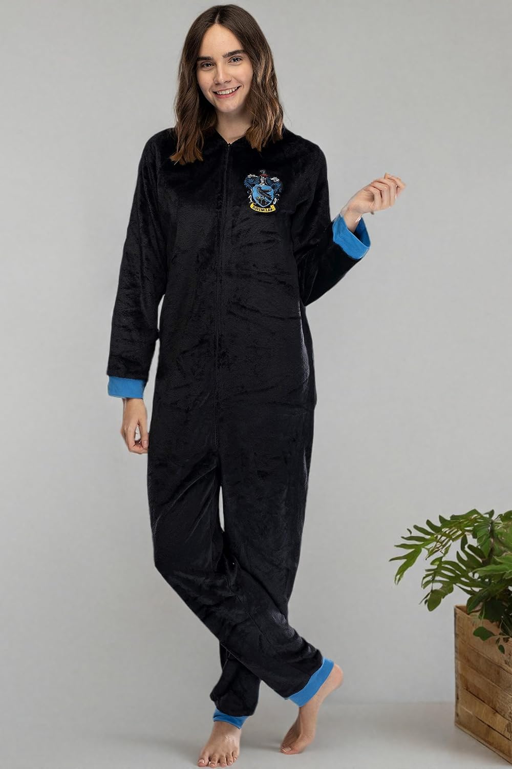 Harry Potter Juniors' Hooded One-Piece Pajama Union Suit - All 4 Houses Gryffindor, Slytherin, Ravenclaw, Hufflepuff