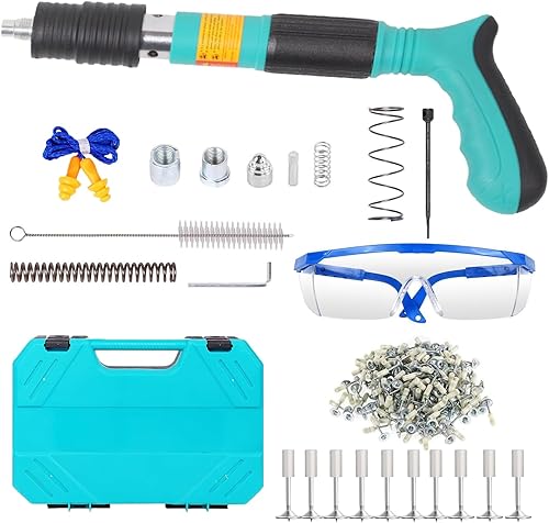 Pistola manual de uñas de acero con 110 uñas redondas, clavos redondos Gexmil de fijación de pared, herramienta de pistola de remaches, pistola de