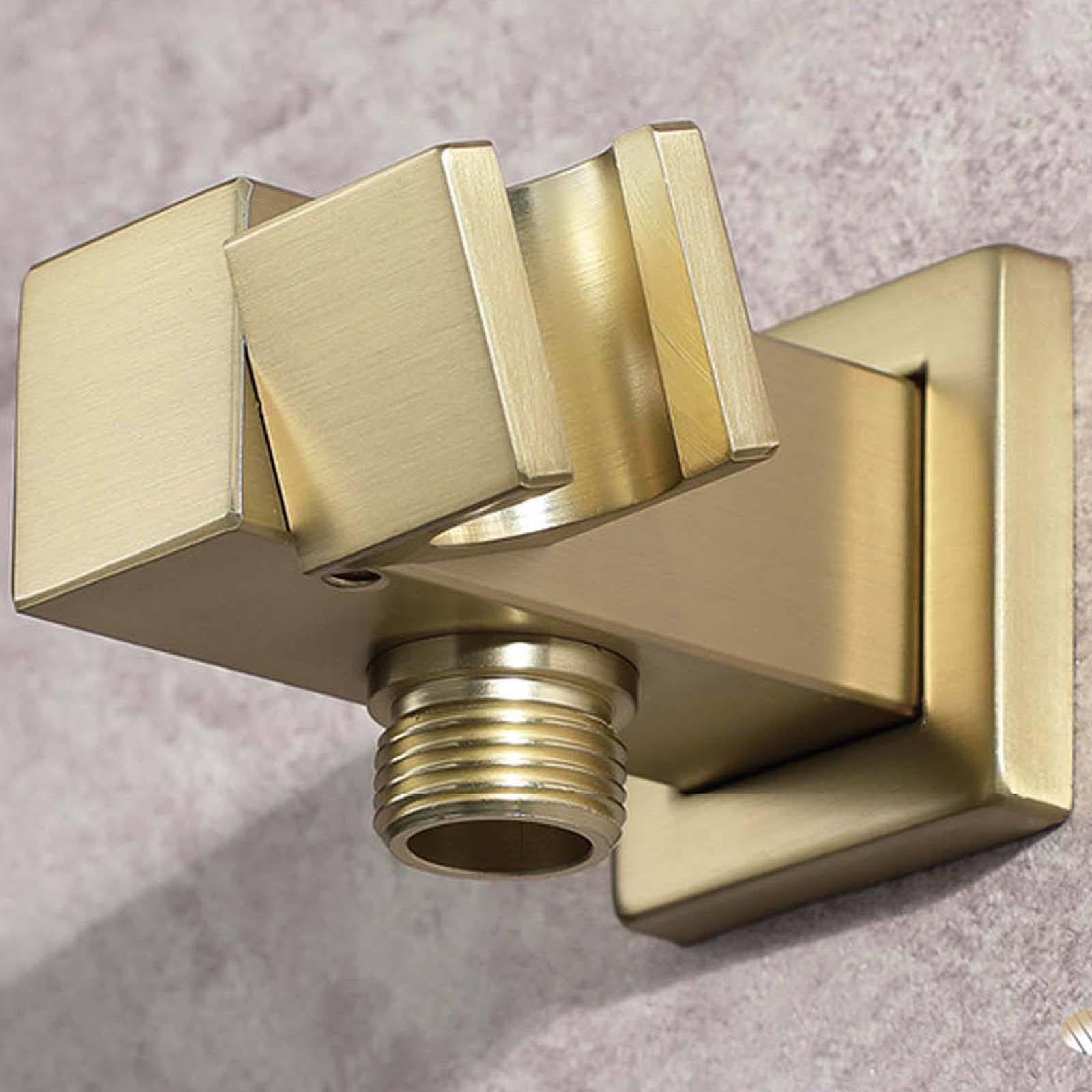 Duschkopfhalterung Gebürstetes Gold Bohrinstallation Duschhalterung Einstellbarer Winkel Duschkopf Halterung Messing Handbrause Halterung Einfach Feuchtigkeitsbeständig Halterung Duschkopf