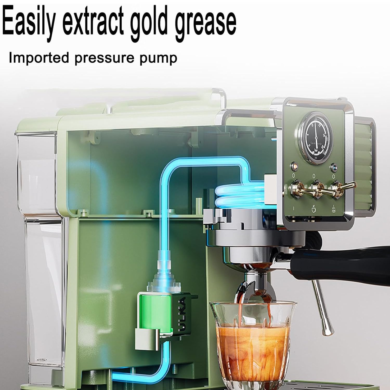 Cafetera espresso de 15 barras con espumador de leche, varita de vapor, tanque de agua desmontable de 1.6 L, medidor de presión visual para barista casero latte y capuchino
