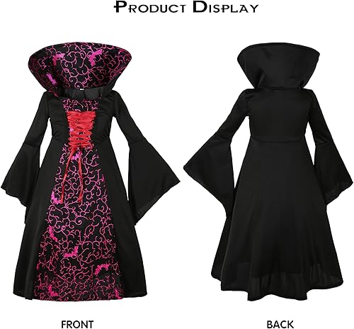 Miniatura 7 de SOOFILM Vampire Costume for Grils and Women, Gothic Vampires Dress Halloween Adult and Kids Vampire Costumes with Accessories