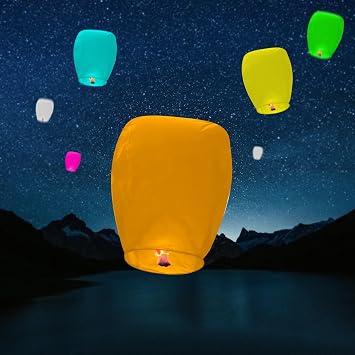 Chinese Sky Lanterns, 20pcs Multicolor Eco Friendly Chinese Sky Lanterns 100% Biodegradable No Assembly Required Beautiful Lantern for Weddings, Birthdays, Parties,Memorials, Chinese New Year