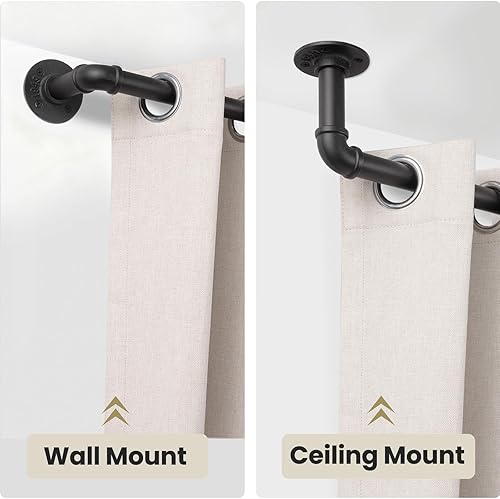 Miniatura 7 de SOMINS Barras de cortina de 1 pulgada para ventanas de 32 a 72, barra de cortina opaca ajustable industrial para exteriores, poste de cortina