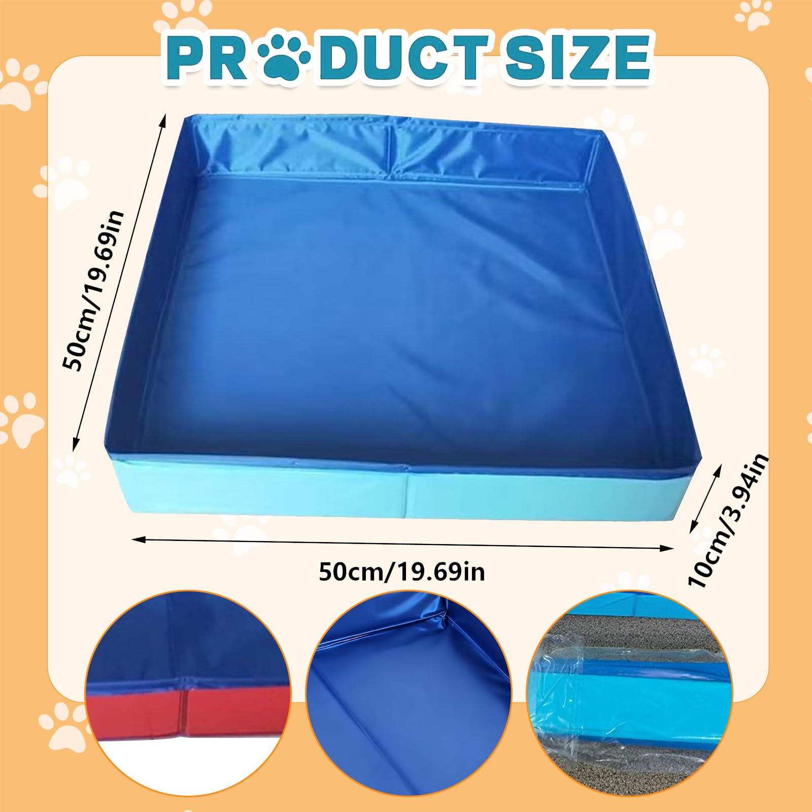 2 Stück Hundepool Faltbar,Faltbarer Haustierpool Schwimmbecken 50x50x10cm | faltbares planschbecken kleine hunde katzen haustiere hundepool hundebadewanne mini Hunde pool klappbar schwimmbecken