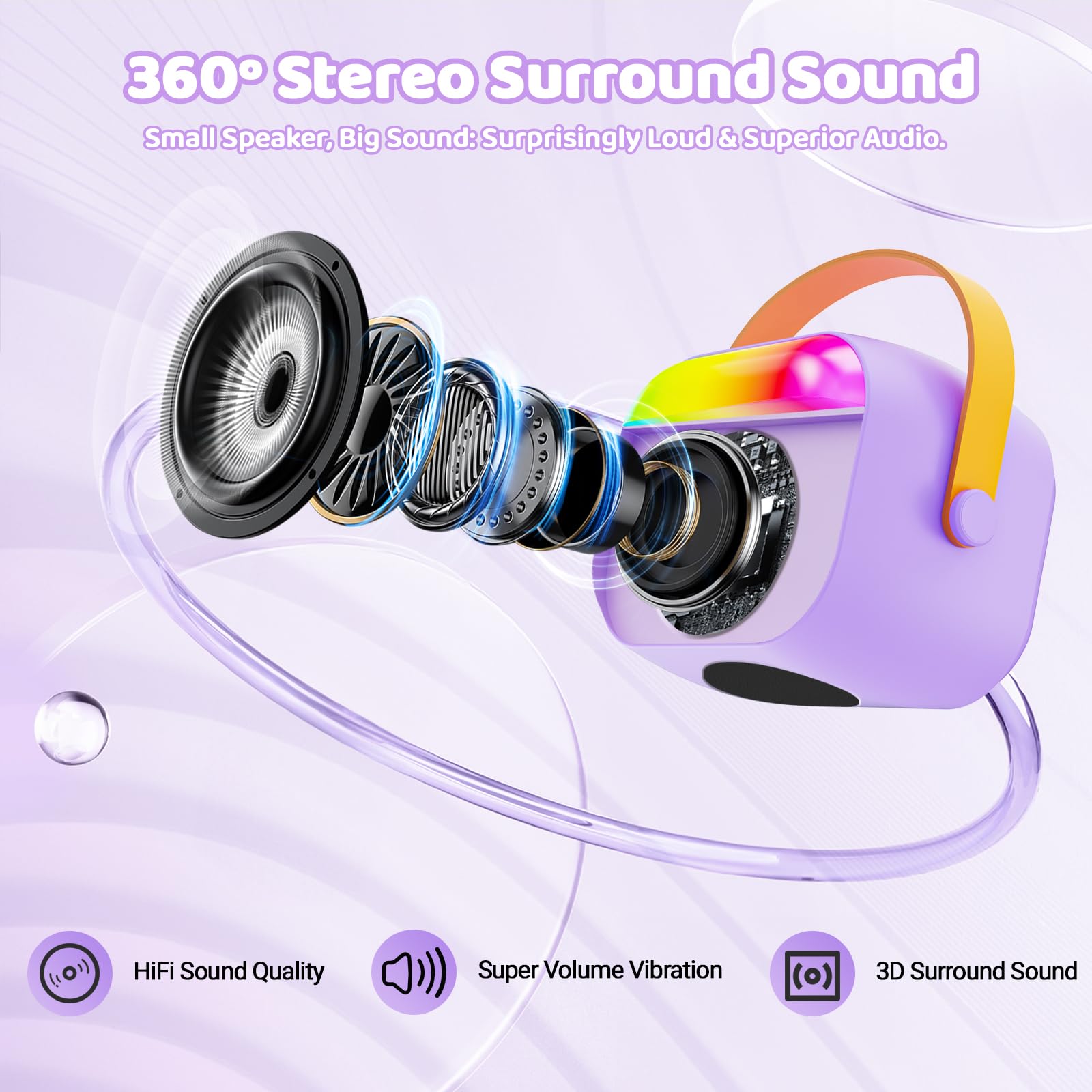 Máquina de karaoke para niños con tarjeta de memoria, altavoz Bluetooth portátil con 2 micrófonos inalámbricos, micrófono para niños de 4 5 6 7 8 9 10 años en adelante, regalo de cumpleaños 4