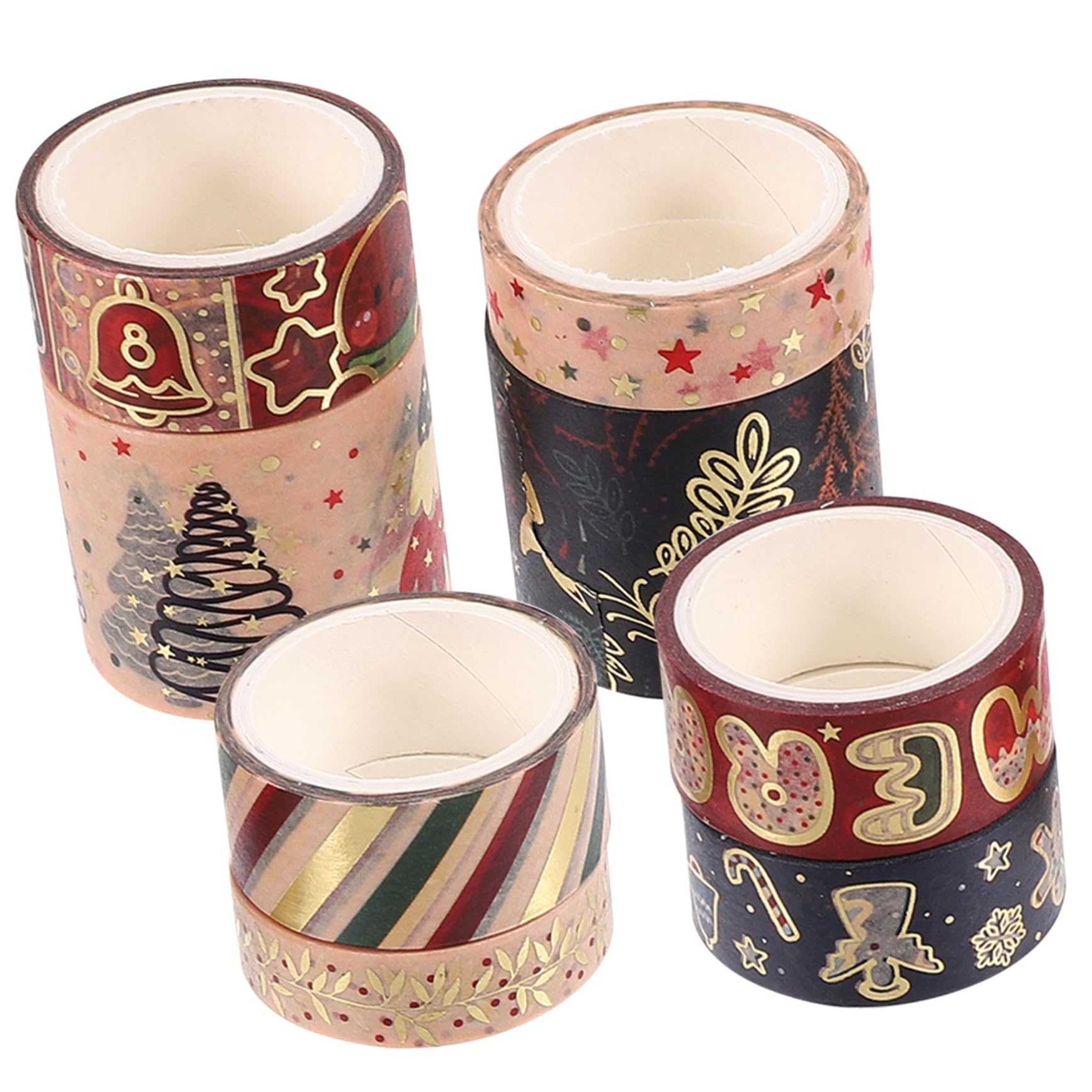 VILLCASE 5sets Cinta Papel Pegatinas Adhesivo Tiras Temático Scrapbooking Washi Tapes Washi -tape Giftcrad Decoración Pegatina Con Motivos Navideños Etiqueta Engomada Del Washi 8 Rolls*5