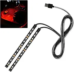Fita de LED para carro, 12 V 24 luzes LED para atmosfera interior sob o painel, lâmpada decorativa universal para interior automotivo com porta USB, acessórios de carro SUV de caminhão