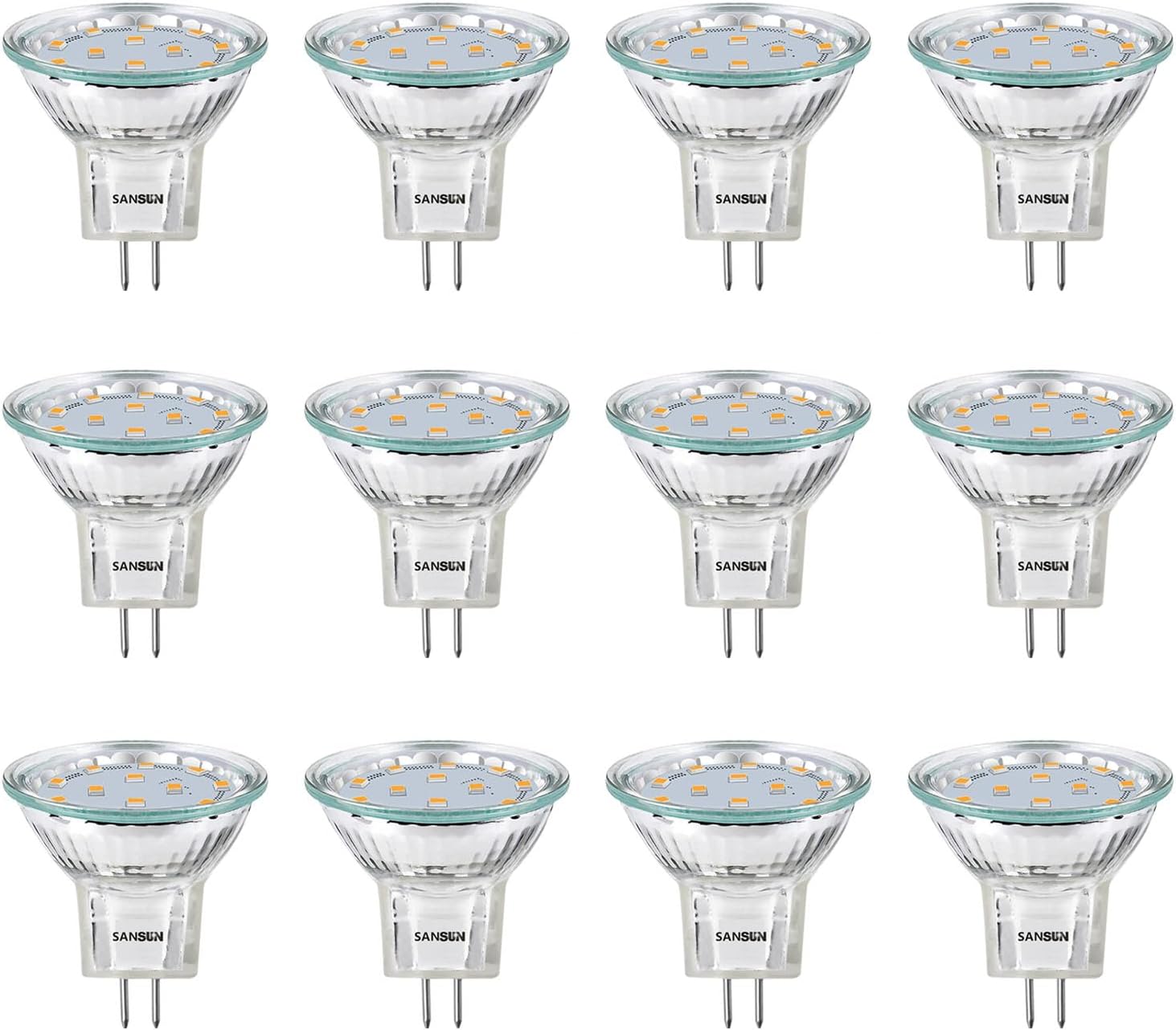 3W MR11 LED Landscape Light Bulbs, Low Voltage 12V 20W Halogen Replacement for Outdoor Landscape Spotlight and Indoor Track Light, GU4 Bi-Pin Base, Soft White 3000K, Non-Dimmable, (Pack of 12)