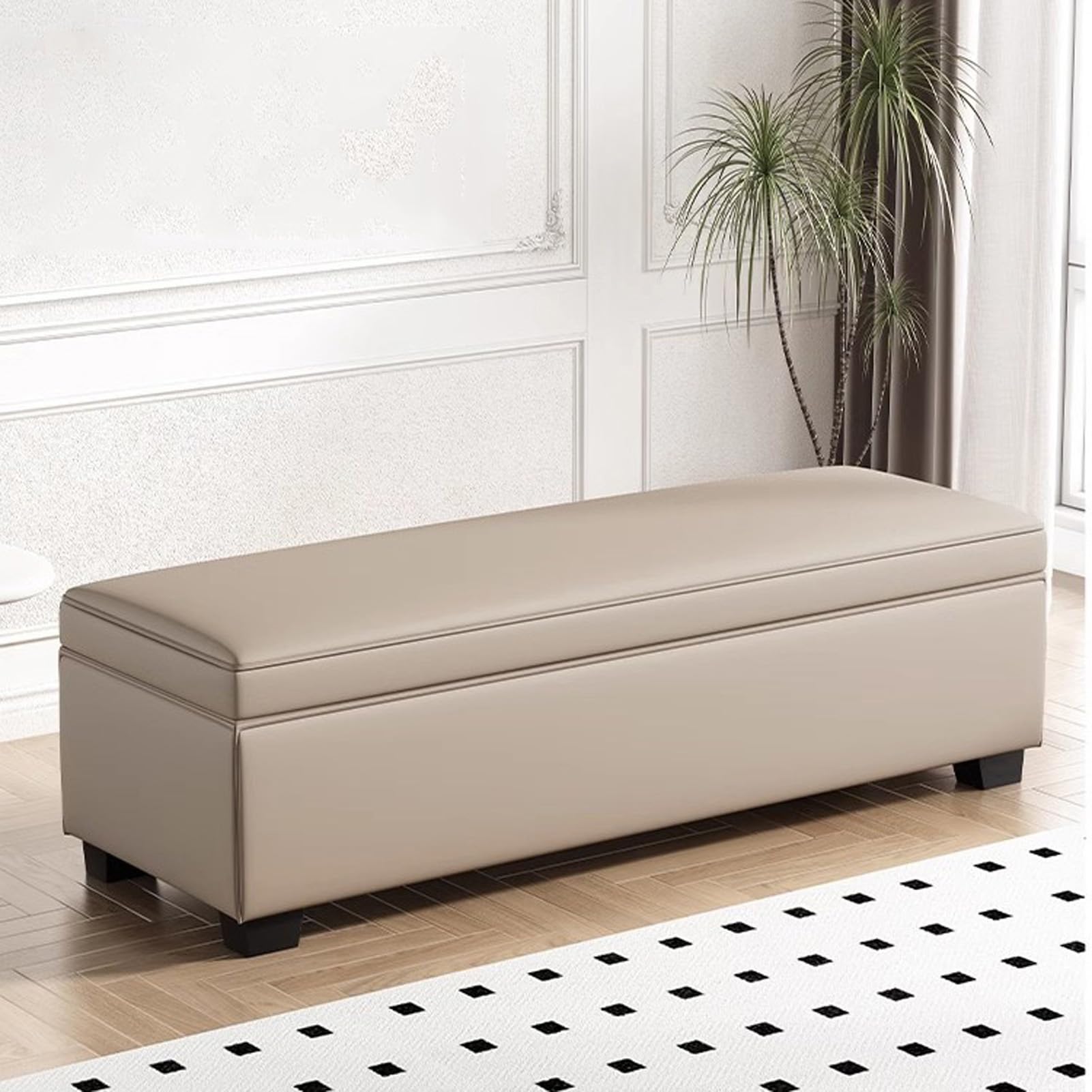 Siège de rangement pour chaussures avec repose-pieds capitonné gain de place