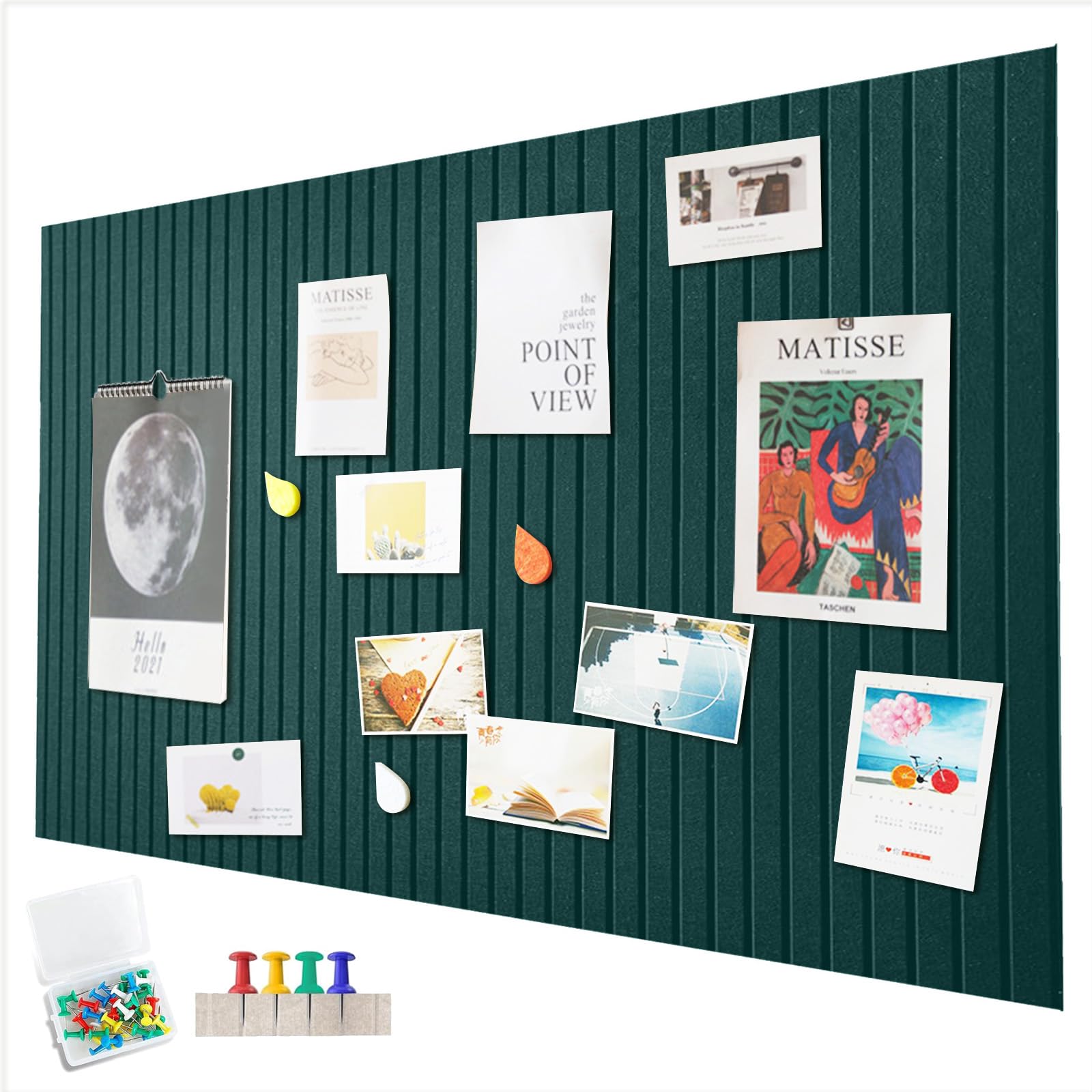Penbinmall Large Pin Board 60 x 40 cm Large Decorative Felt Cork Board 0.9 cm Thick Foldable Photo Plate with Self-Adhesive Tape Display Board โ image 1