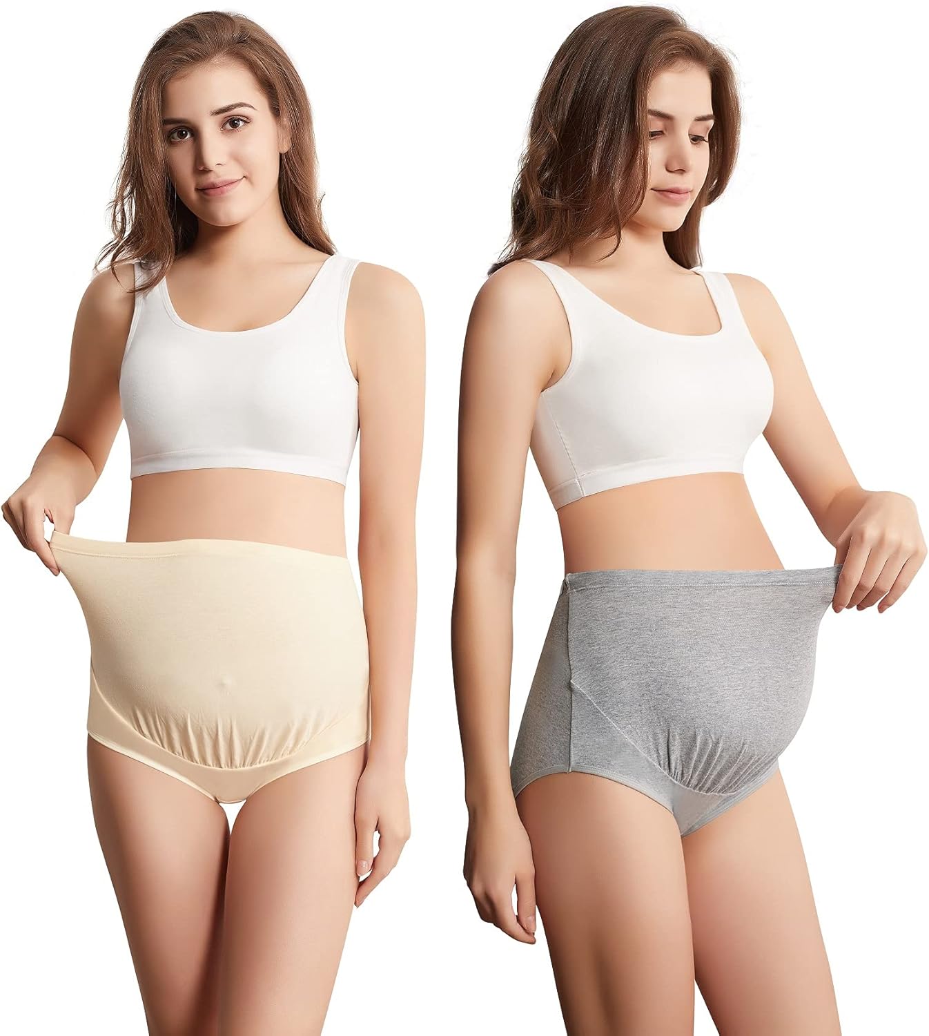 Mama Cotton Women's Over The Bump Maternity Panties High Waist Full Coverage Pregnancy Underwear Multi-Pack (S-4XL) - Image 3