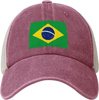 Classic Flag of Brazil Denim mesh Cap Truck Driver Baseball hat Breathable Adjustable dad caps Black