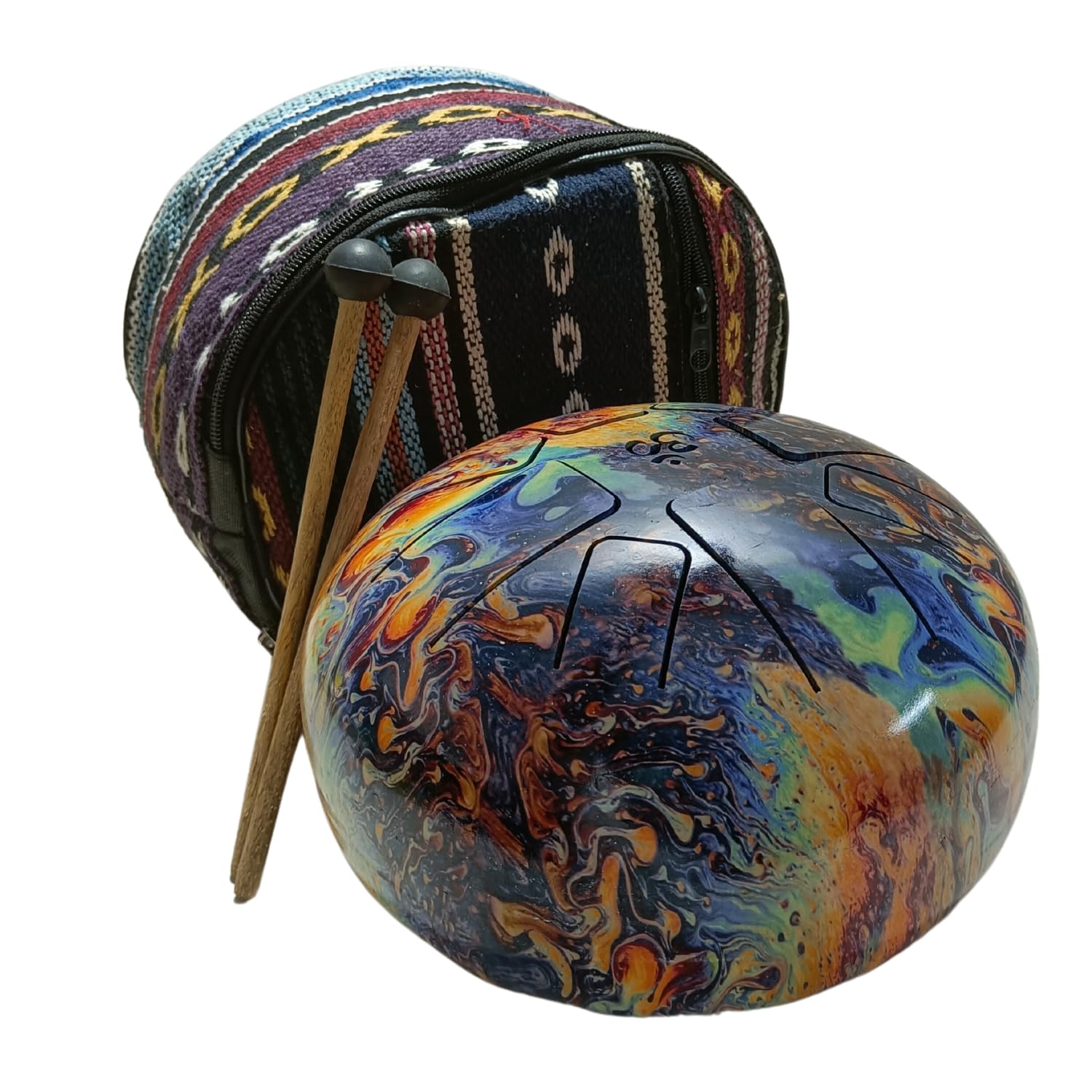 THE HEALING STORE Happy Drum 9", Tongue Drum, Hand Pan Hand Drum, Instruments for Musical Education, Meditation Yoga, Gift for Tongue Drum Percussion Beginner,singing bowl (OM MULTI)