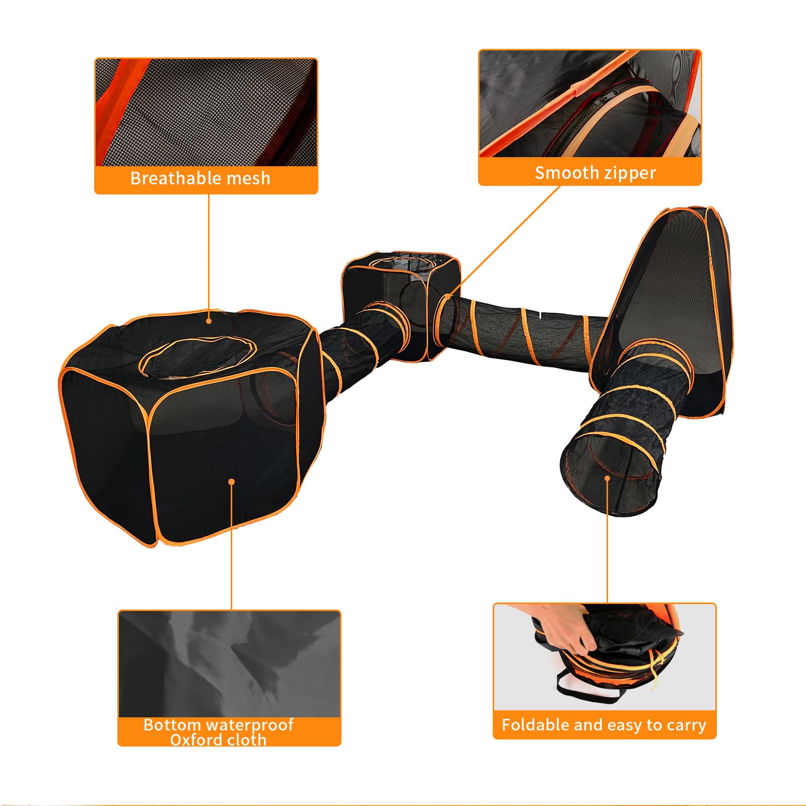 Homegroove Recinzioni per gatti da esterno, 6 in 1, casetta portatile per gatti (tenda per gatti e tunnel circolare per gatti) per gatti e piccoli animali, box interno con borsa per il trasporto