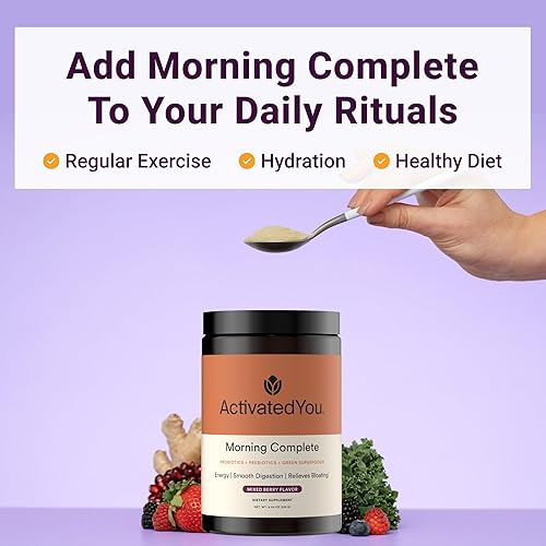 Miniatura 9 de ACTIVATEDYOU Morning Complete Super Greens Mezcla de Bebida en Polvo - Mejora la salud intestinal con prebióticos, probióticos y antioxidantes - 10