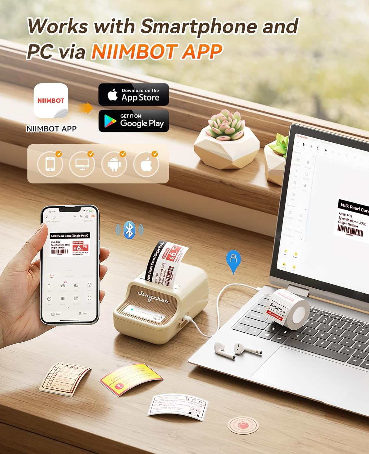 NIIMBOT B21 Pro Dual Color Printing Label Maker with Red-Black Printing Tapes, 300DPI HD Label Printer, Sticker Maker for Business Office,Home Organization, Photo Print, Study Graphics, Scrapbook