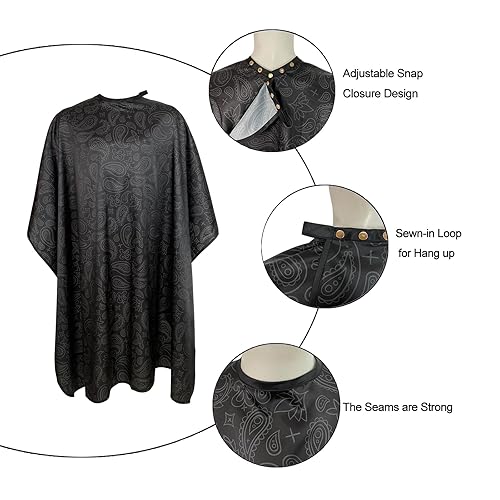 Miniatura 5 de Pelocapa Capa de peluquería para hombre capa de corte de pelo con broches capa de corte profesional de salón delantal grande impermeable para