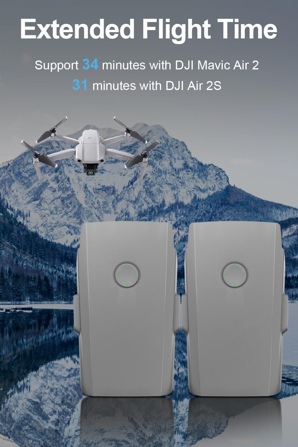 Homesuit Mavic Air 2S Battery 2 Pack, 3500mAh 11.5V Intelligent Flight Battery Compatible with DJI Mavic Air 2, 2S Drone Batteries, 34 Mins Max Flight Time