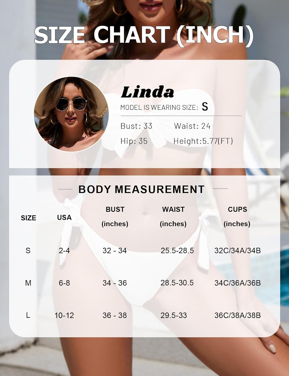 Zonsaoja Women Strapless Bandeau Bikini Set Knot Two Piece Swimsuit Side Tie Cheeky Bathing Suits