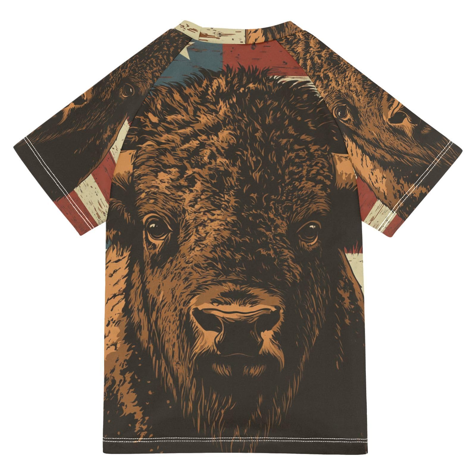 Jucciaco Boys Swimsuit America Yak Flag Cow Sunscreen Kids Sun Rashguard Short Sleeve T-Shirts Swimwear Sets UPF 50+