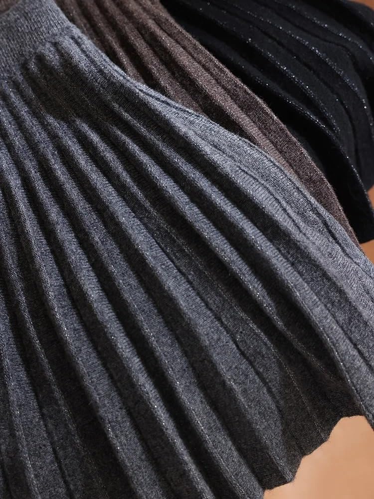 Gonna a pieghe in lana da donna, con elastico in vita, mini gonne a trapezio per autunno inverno