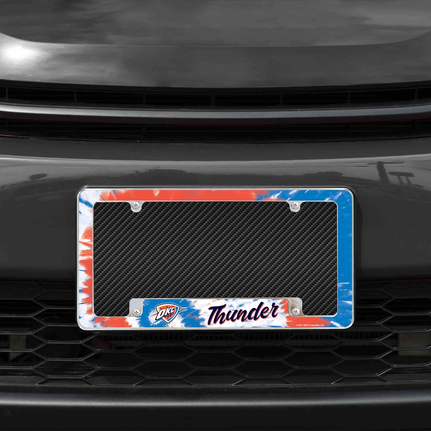 NBA Basketball Primary 12" x 6" Chrome All Over Automotive License Plate Frame for Car/Truck/SUV