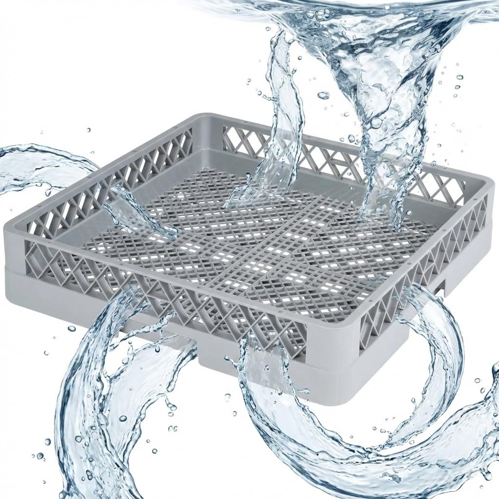 MORLEOS Spülkorb 50x50 für Gastro Spülmaschine – Besteckspülkorb 49x49x10 cm (feinmaschig) – Geschirrkorb für Restaurant Hotel Catering – robust hygienisch
