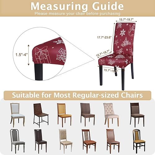 Miniatura 6 de SearchI Juego de 6 fundas para sillas de Navidad, fundas elásticas para sillas de cocina, extraíbles y lavables, fundas para sillas Parsons para