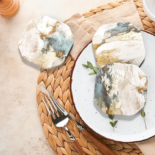 Miniatura 2 de UMIRRO Posavasos de piedra de cerámica absorbentes con soporte para decoración de mesa de café de madera, posavasos de cerámica para bebidas frías o